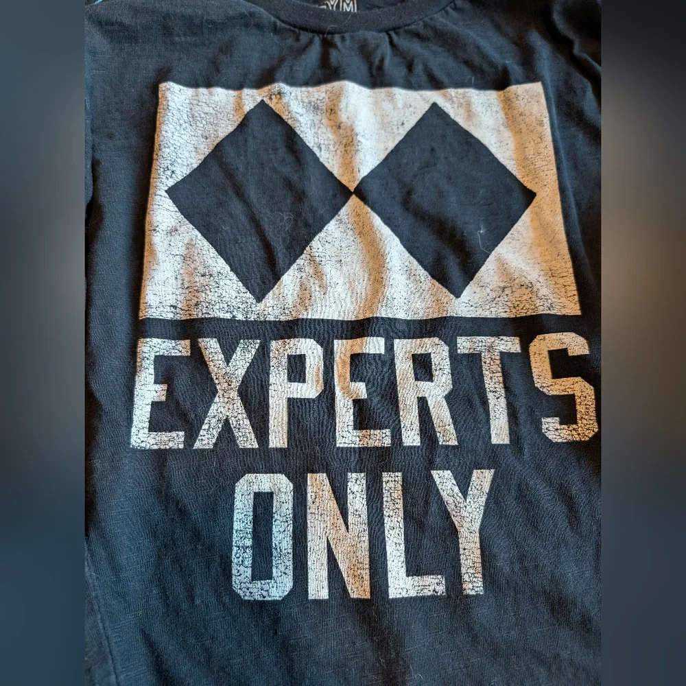 Gymboree Black Long Sleeve 'Experts‎ Only' Shirt Graphic Long Sleeve Size 14